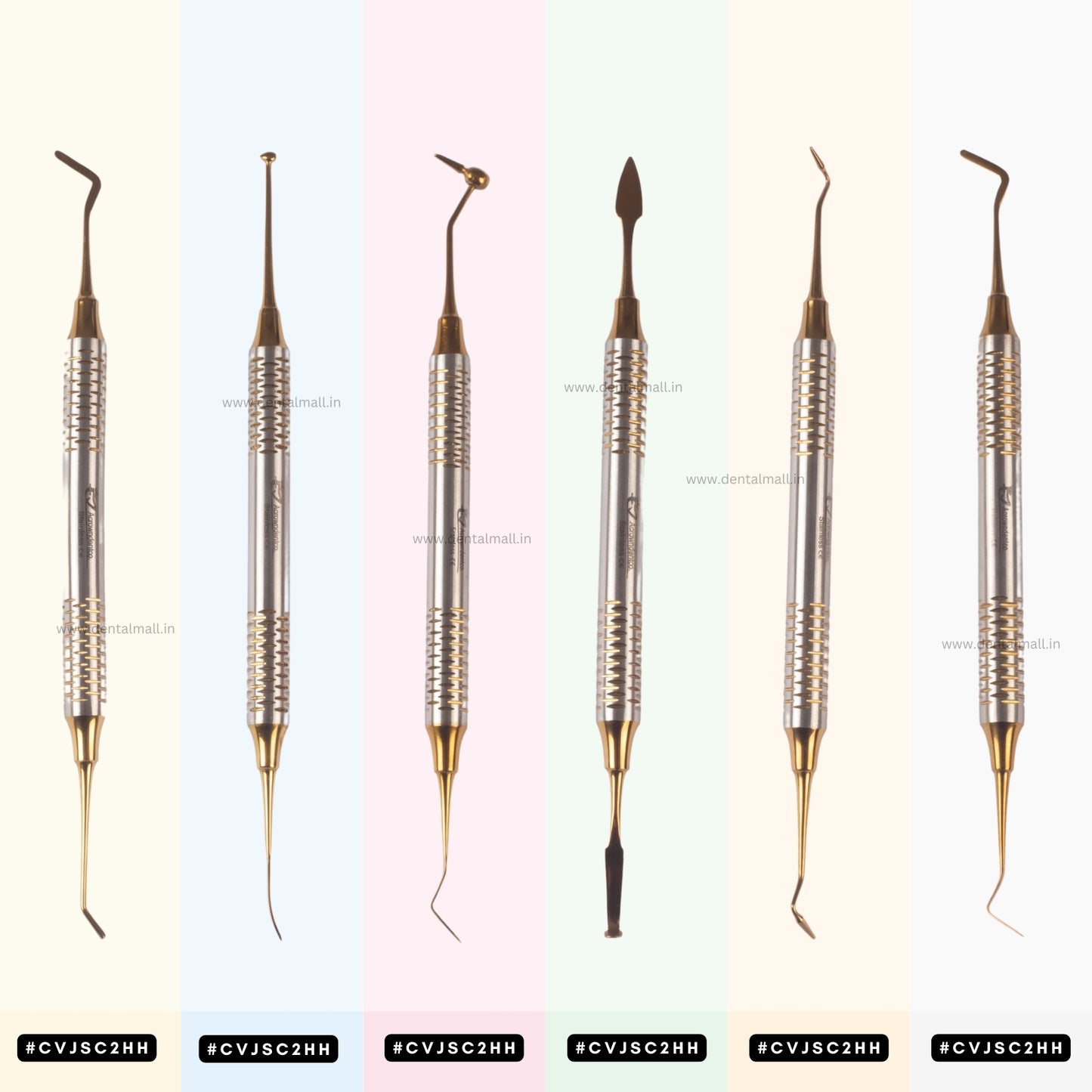 Composite Filling Instrument Gold TiN Coated Set Of 6 Pcs #CFITCGK6CH