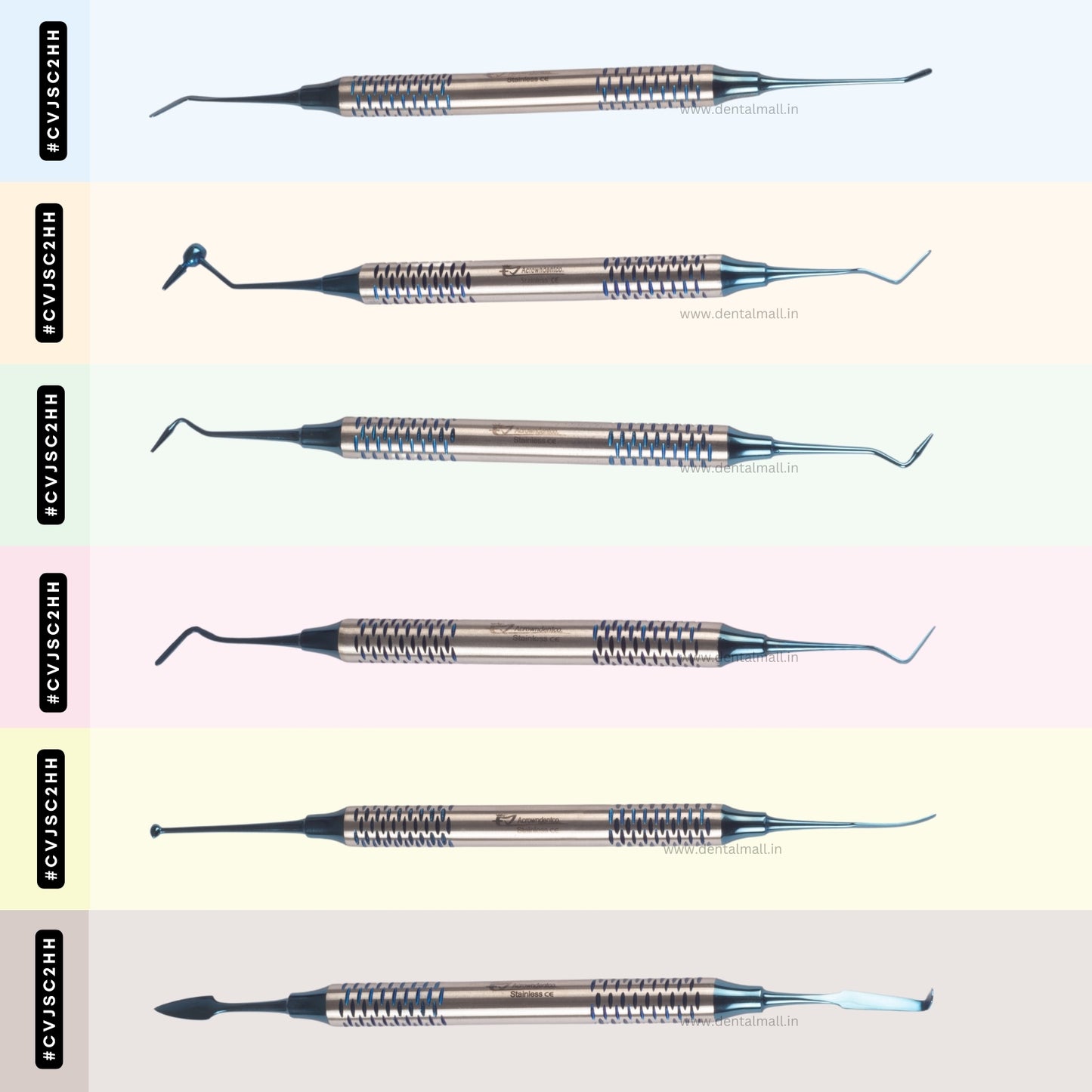 Composite Filling Instrument Blue TiN Coated Set Of 6 #CFITCBK6CH