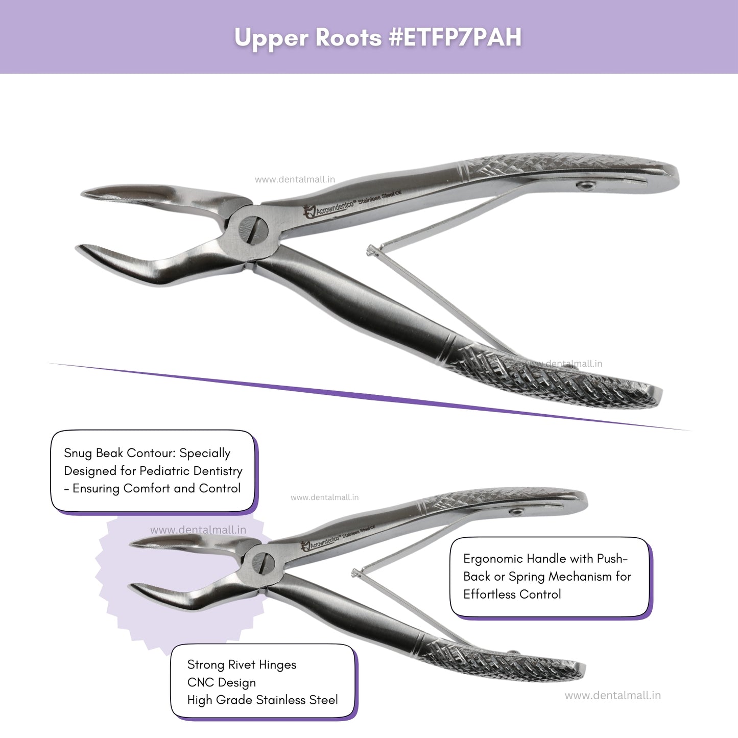 Extraction Tooth Forceps Pedo Kit (Pediatric)- Standard Dull Finish Set of 7 Pcs #ETFPK7SDF