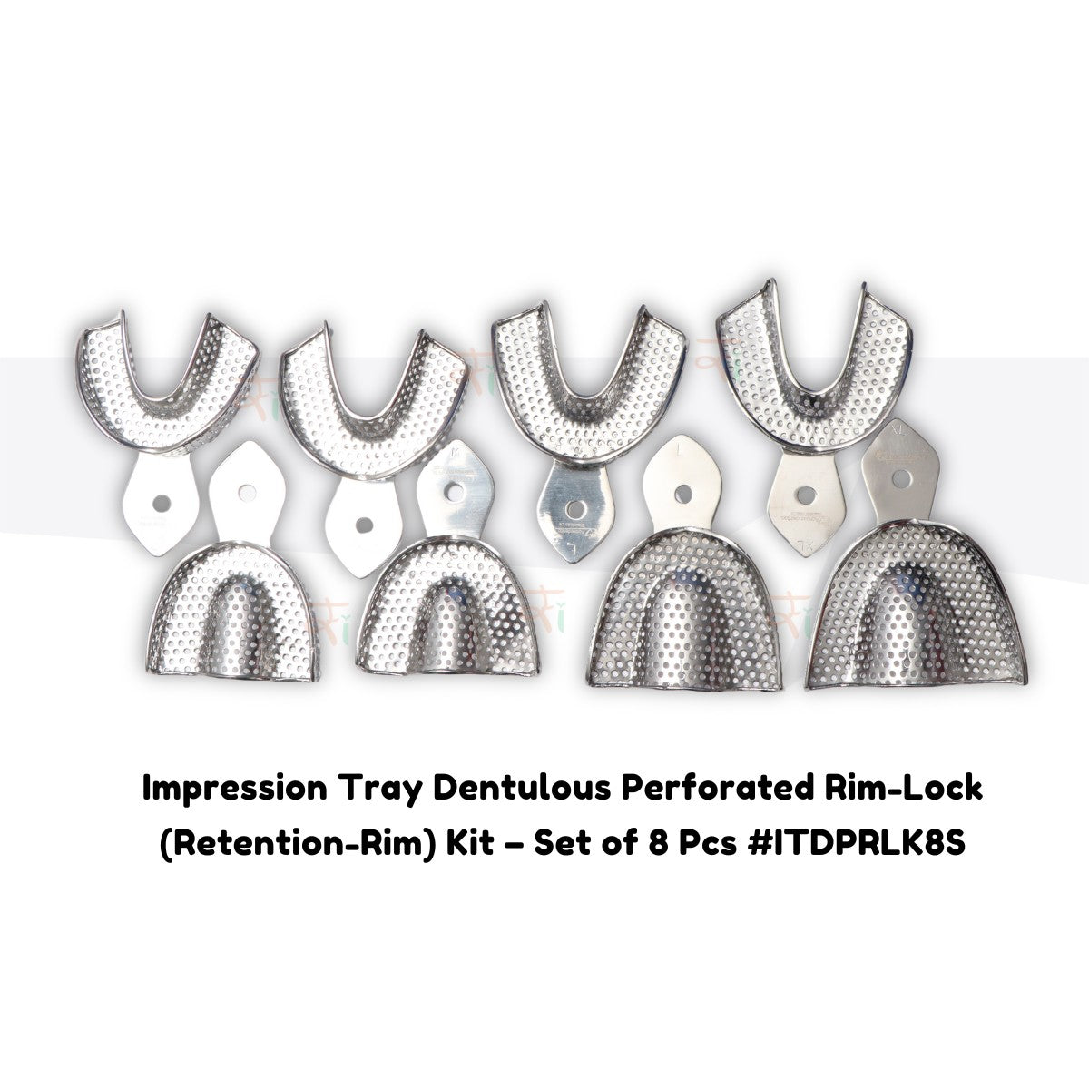 Set De 10 Porte-empreintes Dentaires Perforés Rim-Lock - Tailles XS à XL - Acier Inox - Garantie 3 Ans