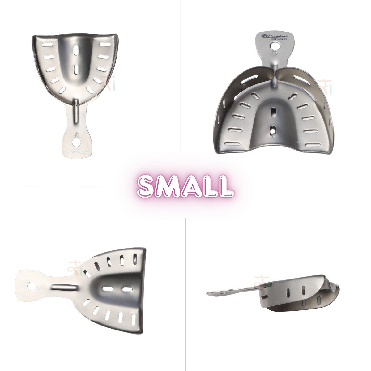 Premium Deep Impression Trays – Dentulous Perforated Satin Finish Surface Set (6 Pcs) Model: DITDPK6P