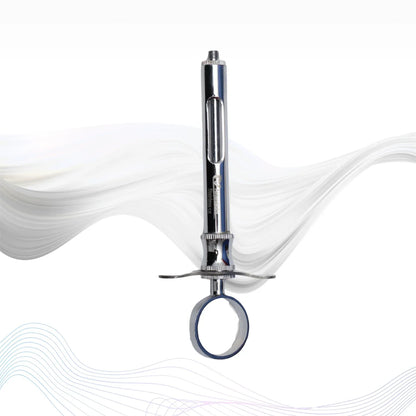 Metallic medical device with a white background