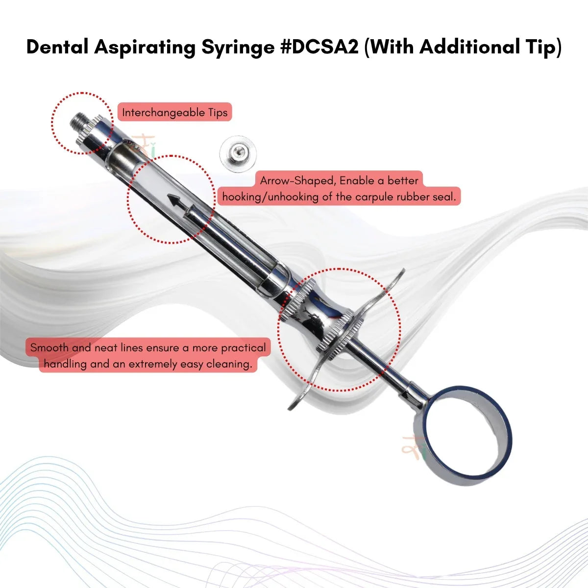 Self-Aspirating Syringe with Additional Tip (1.8 ml &amp; 2.2 ml) Model: #DCSA2