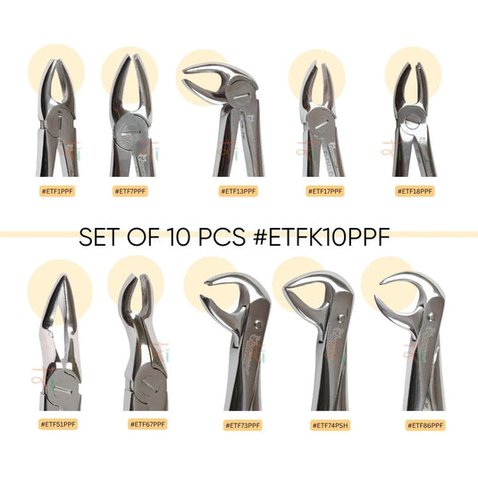 Set of 10 pliers with labels on a white background