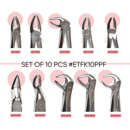 Extraction Tooth Forceps Kit - Premium Gold DLC Finish Surface SI-Ergonomical Holes Handle OR SI-Anatomical Cuts Handle