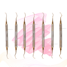 Gracey Curette Kit Set of 7 Gold TiN Coated Tips and Handle SI-DALILA Cut Pattern #GCGK7CH