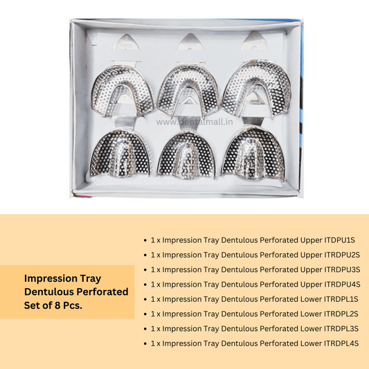 Impression Tray Dentulous Perforated Set of 6 Pcs. #ITDPK6S