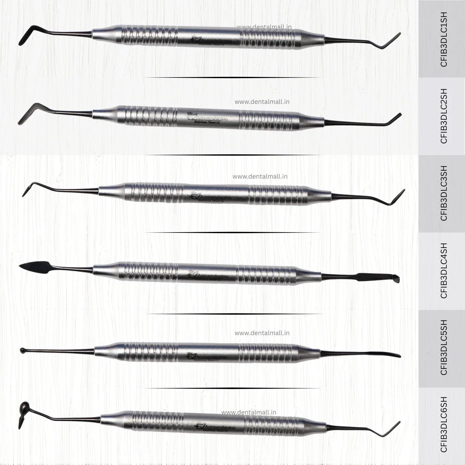Composite Filling Instrument Set of 6 Pcs – Black DLC Coated Stain Fin ...