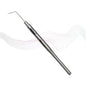 Dental tool with a stylized wave design in the background