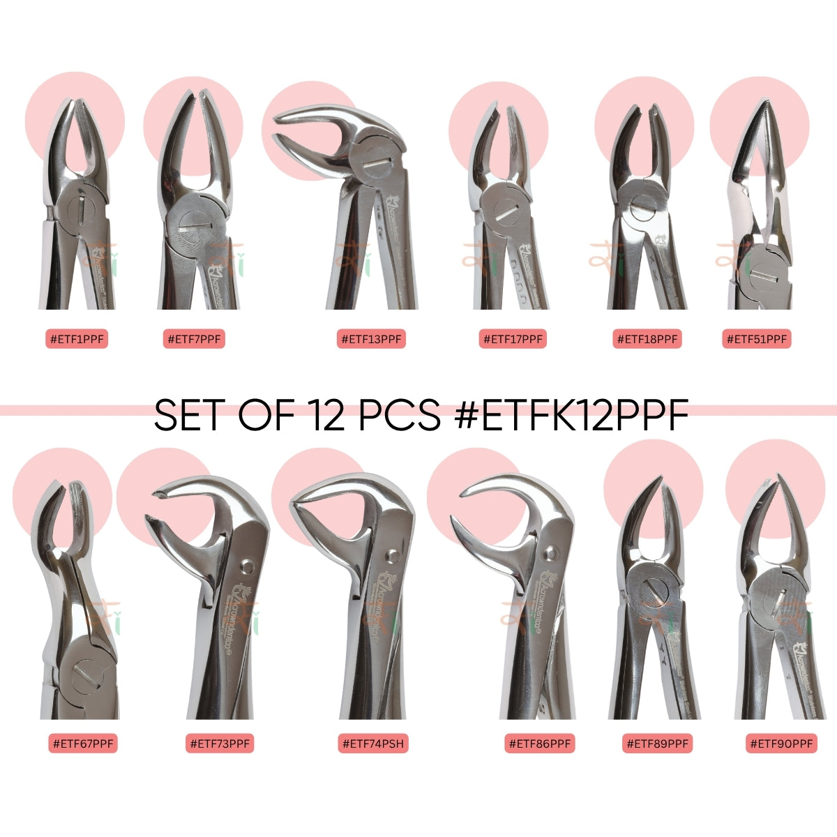 Extraction Tooth Forceps Kit - Premium Gold DLC Finish Surface SI-Ergonomical Holes Handle OR SI-Anatomical Cuts Handle