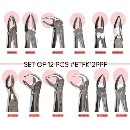 Extraction Tooth Forceps Kit - Premium Gold DLC Finish Surface SI-Ergonomical Holes Handle OR SI-Anatomical Cuts Handle