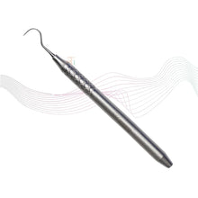 Dental tool with a textured handle on a white background