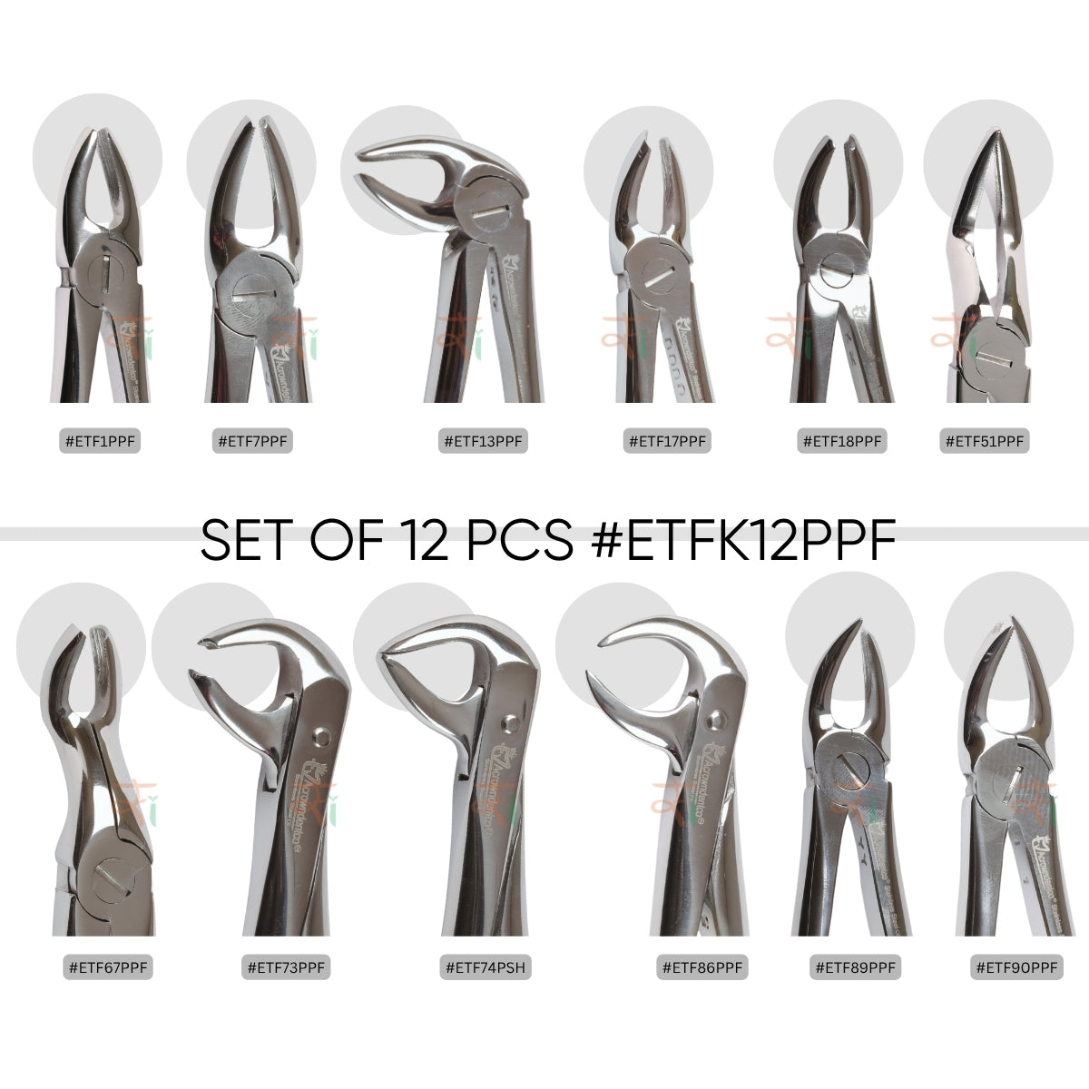 Extraction Tooth Forceps Kit - Premium Sand-Blasting DLC Finish Surface SI-Ergonomical Holes Handle OR SI-Anatomical Cuts Handle