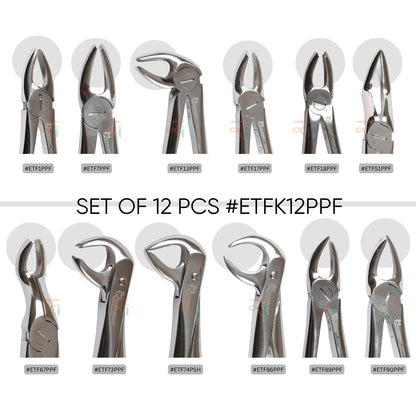 Extraction Tooth Forceps Kit - Premium Sand-Blasting DLC Finish Surface SI-Ergonomical Holes Handle OR SI-Anatomical Cuts Handle