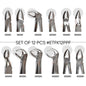 Extraction Tooth Forceps Kit - Premium Sand-Blasting DLC Finish Surface SI-Ergonomical Holes Handle OR SI-Anatomical Cuts Handle