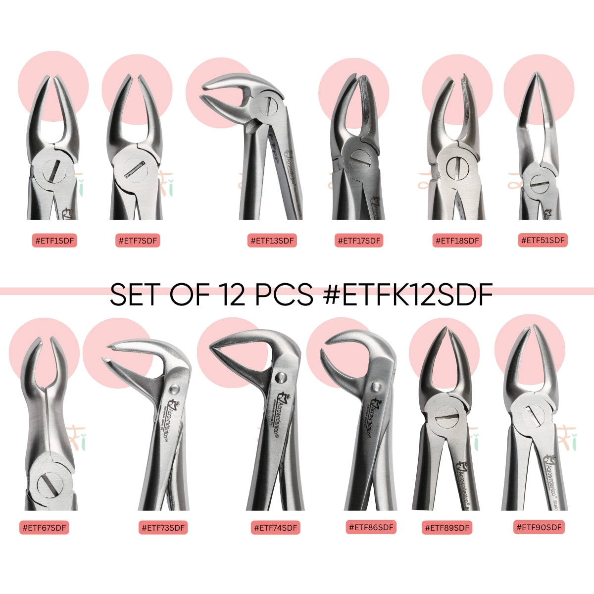 Extraction Tooth Forceps Kit - Standard-English Pattern SI-Stain Polish Finish Surface