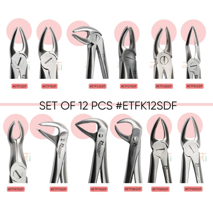 Extraction Tooth Forceps Kit - Standard-English Pattern SI-Stain Polish Finish Surface