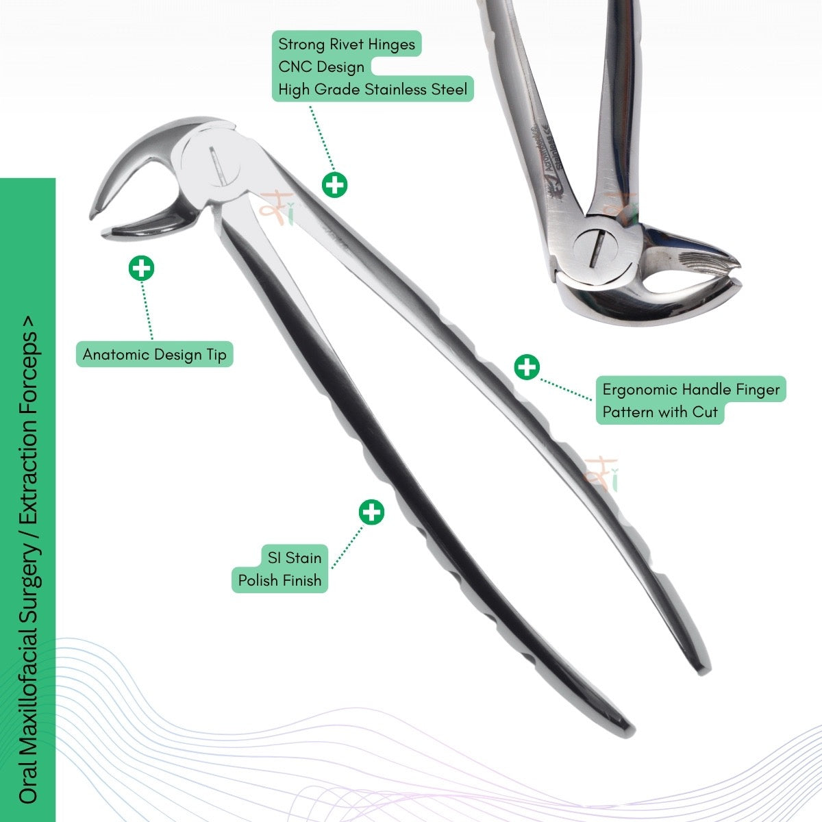 Extraction Tooth Forceps Kit - Premium SI-Stain Polish Finish Surface SI-Ergonomical Holes Handle OR SI-Anatomical Cuts Handle