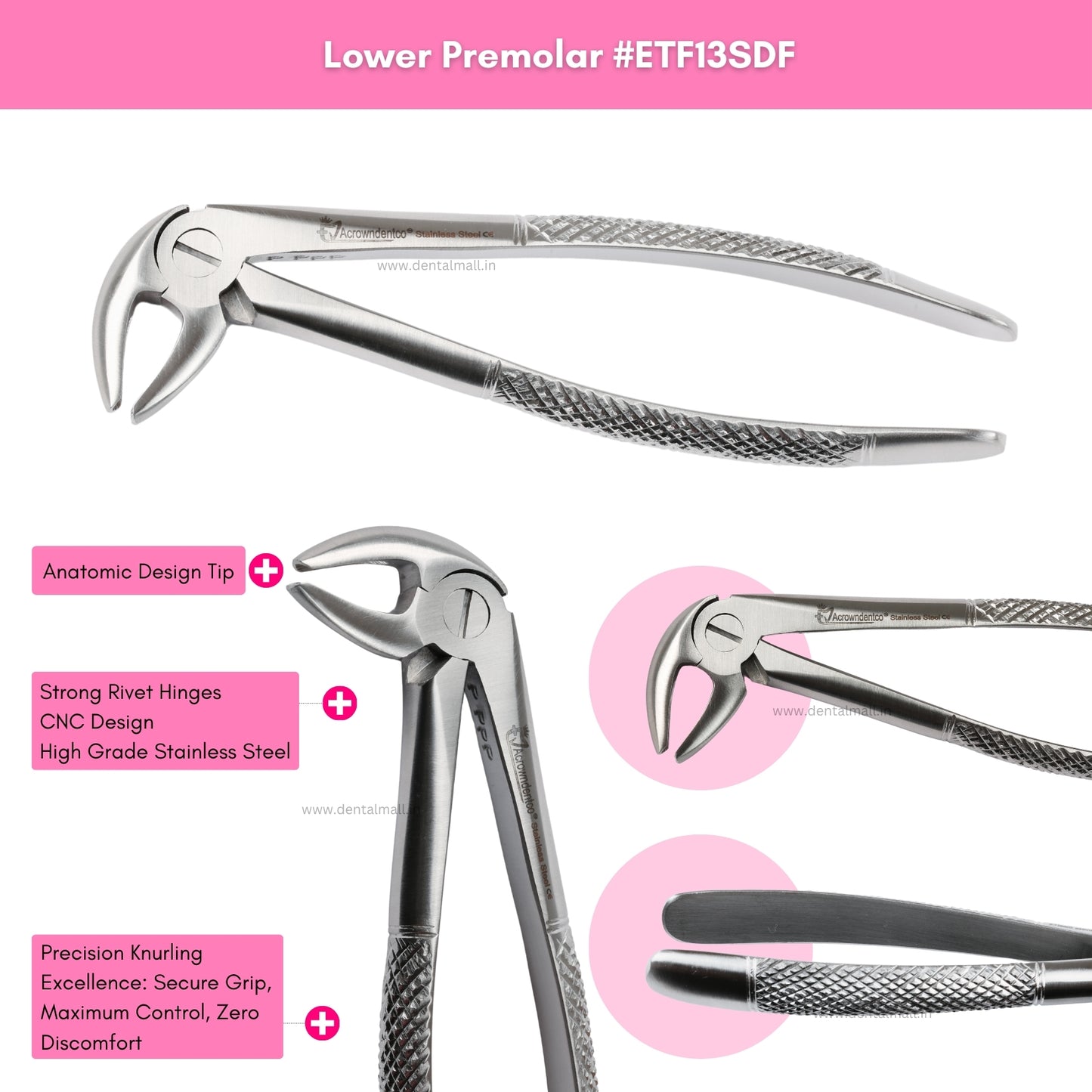 Extraction Tooth Forceps Kit Standard Dull Finish, Set of 12 Pcs #ETFK12SDF