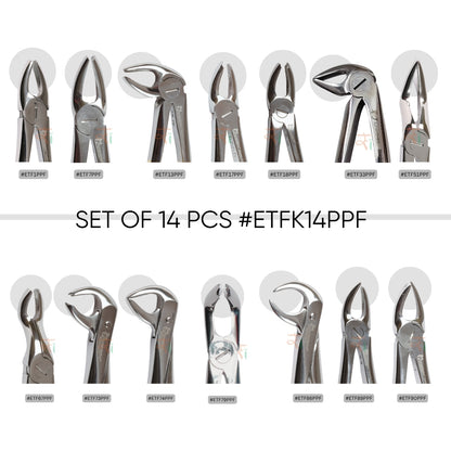Extraction Tooth Forceps Kit - Premium Sand-Blasting DLC Finish Surface SI-Ergonomical Holes Handle OR SI-Anatomical Cuts Handle