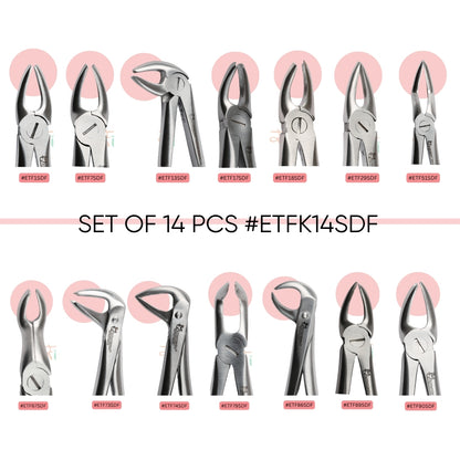 Extraction Tooth Forceps Kit - Standard-English Pattern Dull Finish Surface