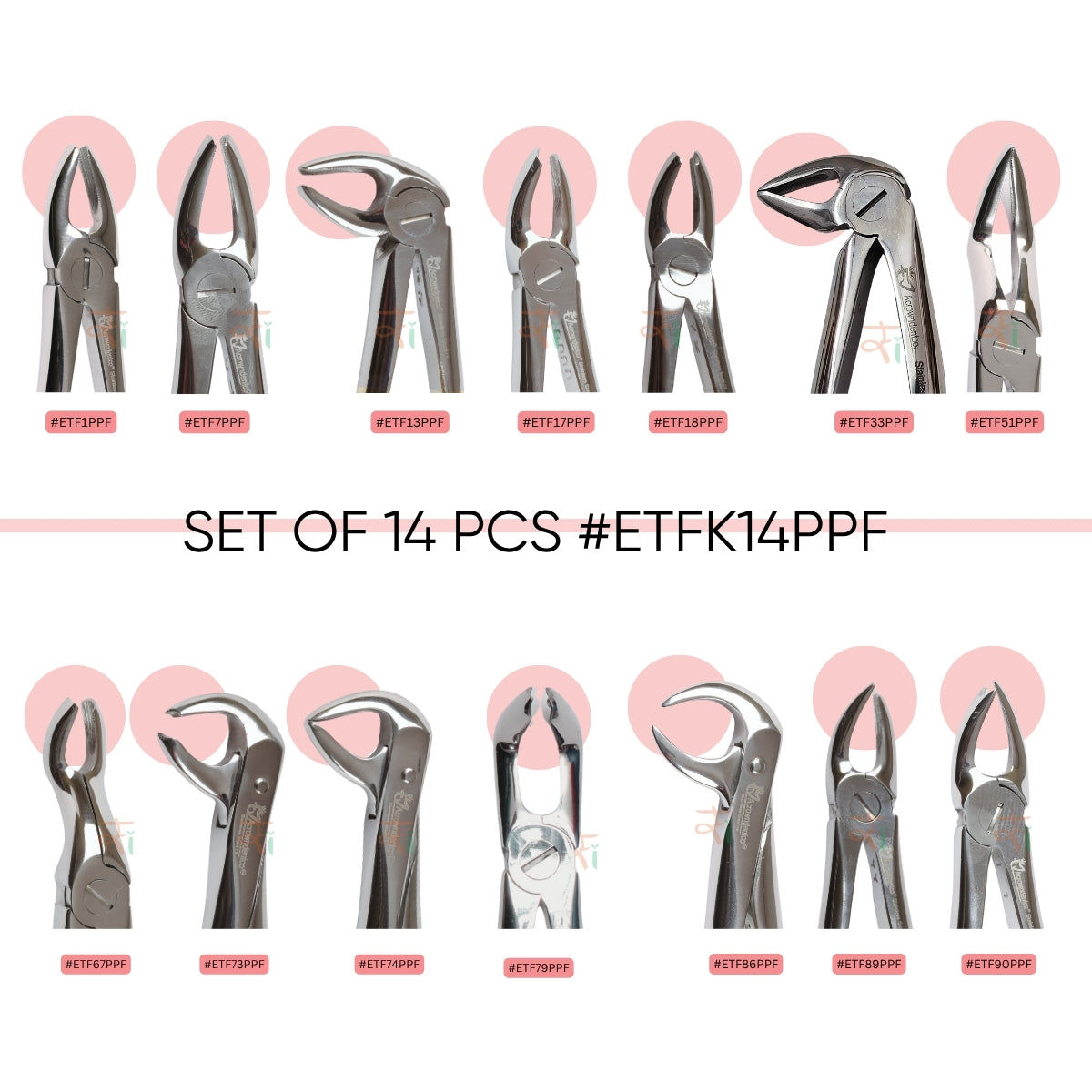 Extraction Tooth Forceps Kit - Premium Gold DLC Finish Surface SI-Ergonomical Holes Handle OR SI-Anatomical Cuts Handle