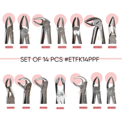 Extraction Tooth Forceps Kit - Premium Gold DLC Finish Surface SI-Ergonomical Holes Handle OR SI-Anatomical Cuts Handle