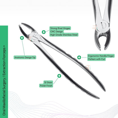 Extraction Tooth Forceps Kit - Premium SI-Stain Polish Finish Surface SI-Ergonomical Holes Handle OR SI-Anatomical Cuts Handle