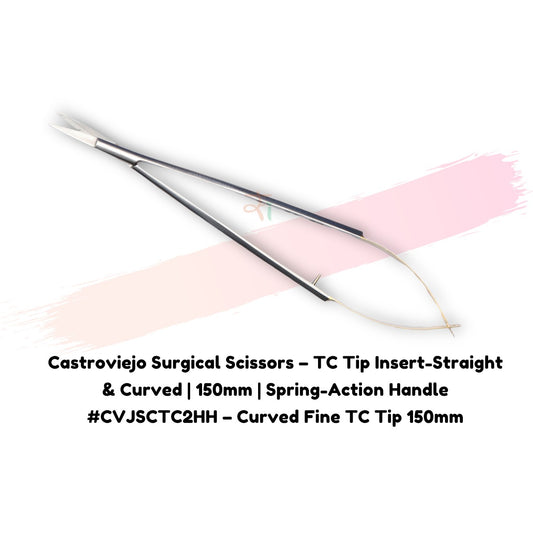 Castroviejo Surgical Scissors – TC Tip Insert-Straight & Curved | 150mm | Spring-Action Handle