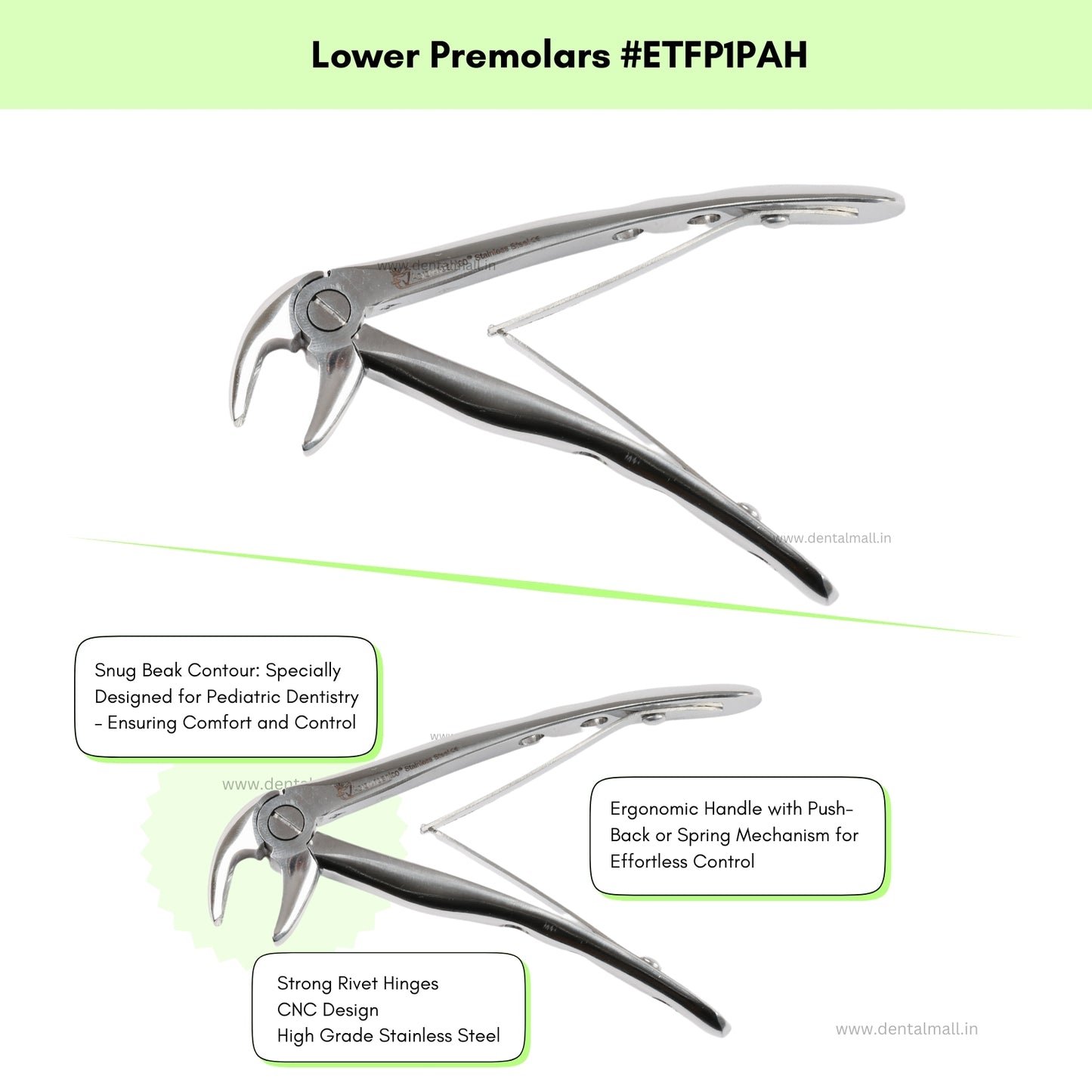 Extraction Tooth Forceps Pedo Kit Premium Quality Anatomic Handle Finger Pattern Set of 7 Pcs #ETFPK7PAH