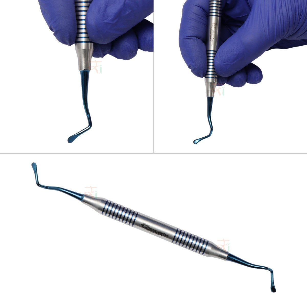 Sinus Lifting Instrument Set – 6 Pcs Blue DLC Coated Tips | Hollow Stain-Finish Ring Handles #SLIBDLCK6