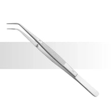 Metal tweezers on a white background