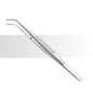 Metal tweezers on a white background
