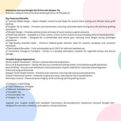 Osteotome Concave Straight Set of 5 Pieces #OSTMCCSK5