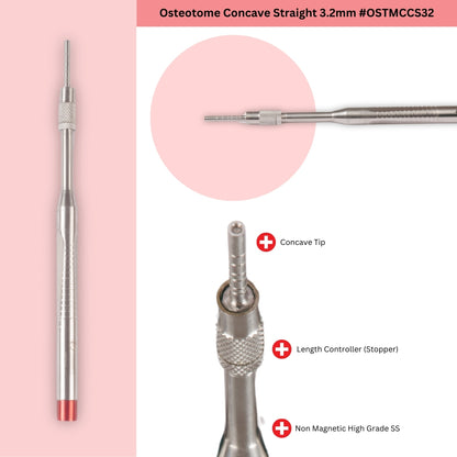 Osteotome Concave Straight Set of 5 Pieces #OSTMCCSK5