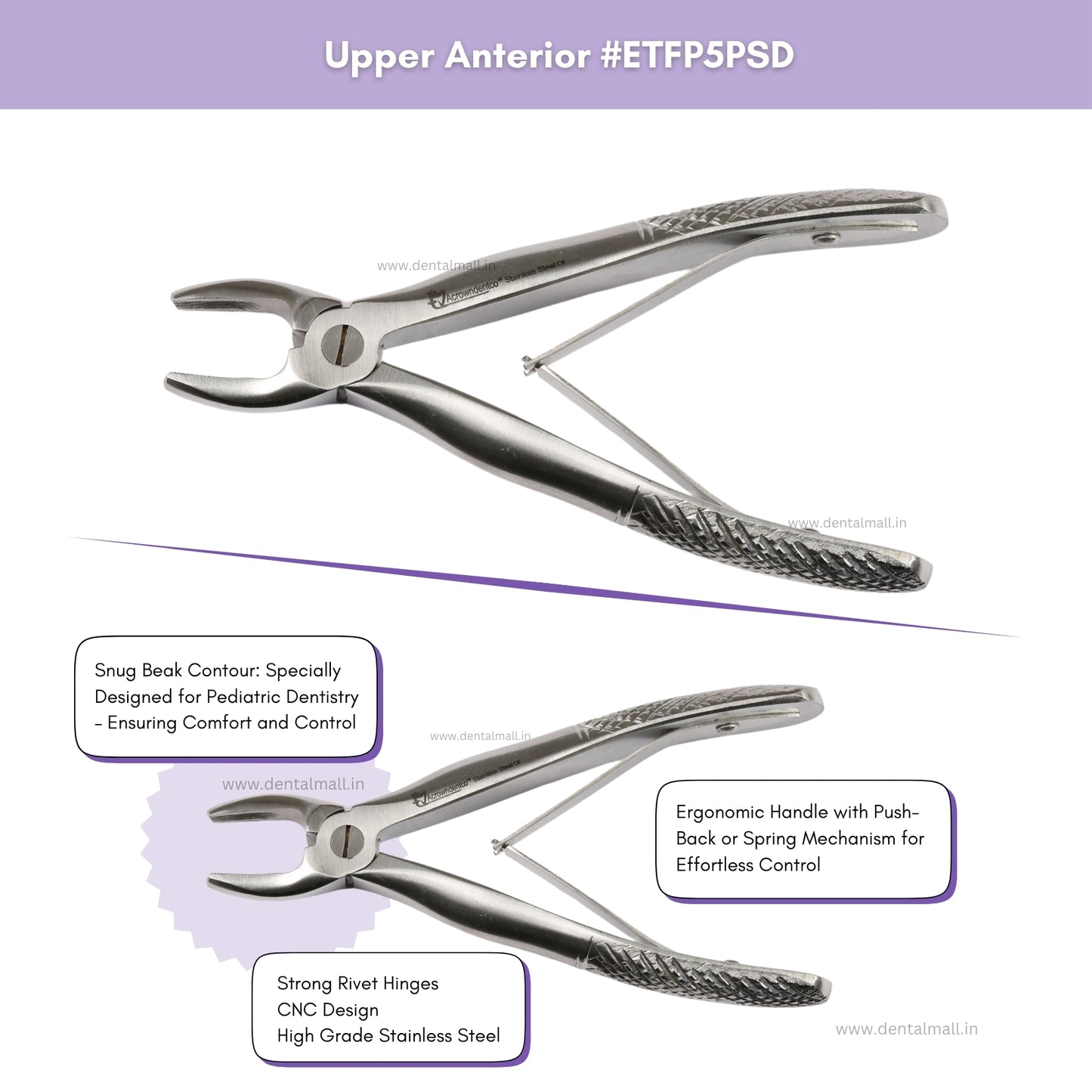 Extraction Tooth Forceps Pedo Kit Standard Set of 7 Pcs #ETFPK7SDF