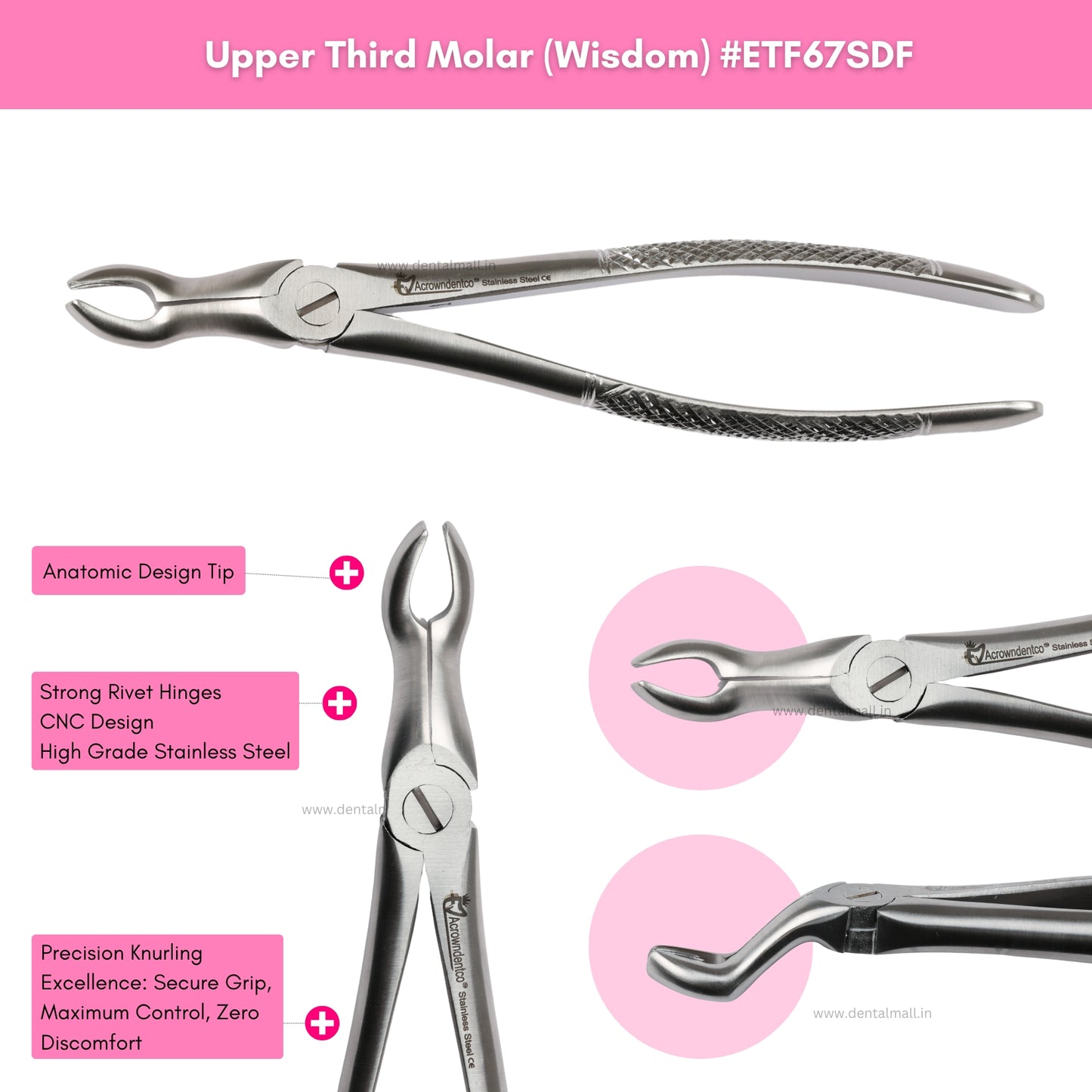 Extraction Tooth Forceps Kit Standard Dull Finish, Set of 12 Pcs #ETFK12SDF