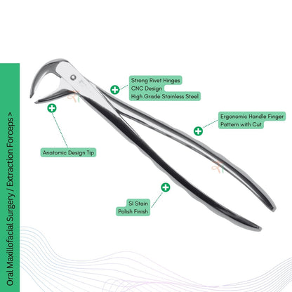 Extraction Tooth Forceps Kit - Premium SI-Stain Polish Finish Surface SI-Ergonomical Holes Handle OR SI-Anatomical Cuts Handle