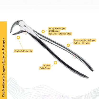 Extraction Tooth Forceps Kit - Premium SI-Stain Polish Finish Surface SI-Ergonomical Holes Handle OR SI-Anatomical Cuts Handle