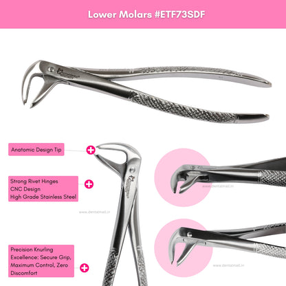 Extraction Tooth Forceps Kit Standard Dull Finish, Set of 12 Pcs #ETFK12SDF