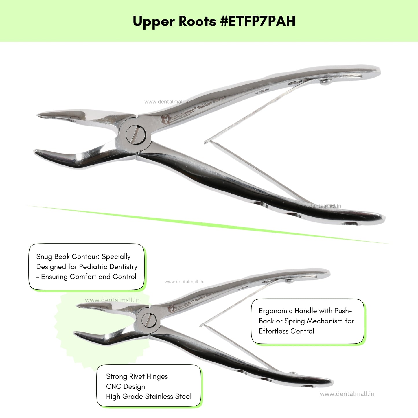 Extraction Tooth Forceps Pedo Kit Premium Quality Anatomic Handle Finger Pattern Set of 7 Pcs #ETFPK7PAH