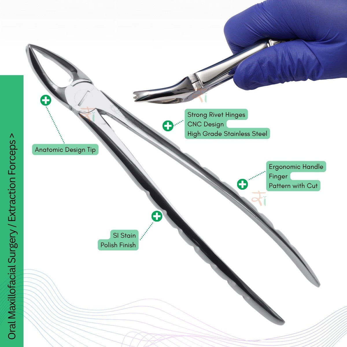Extraction Tooth Forceps Kit - Premium SI-Stain Polish Finish Surface SI-Ergonomical Holes Handle OR SI-Anatomical Cuts Handle