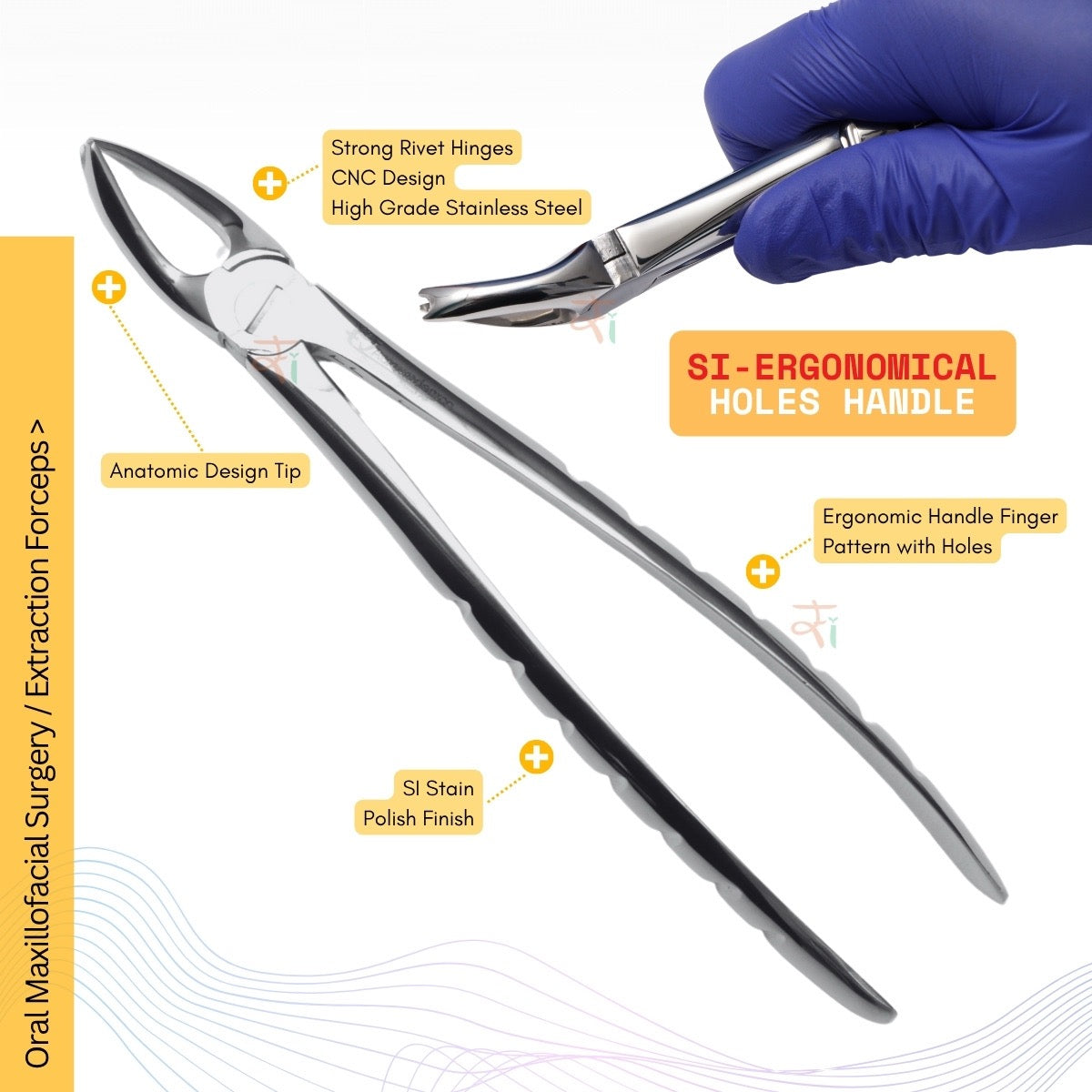 Extraction Tooth Forceps Kit - Premium SI-Stain Polish Finish Surface SI-Ergonomical Holes Handle OR SI-Anatomical Cuts Handle