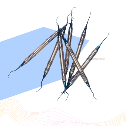 Gracey Curette Kit - Set of 7 (Blue TiN Coated Tips & SI-DALILA Cut Hollow Handle Pattern) #GCBK7CH