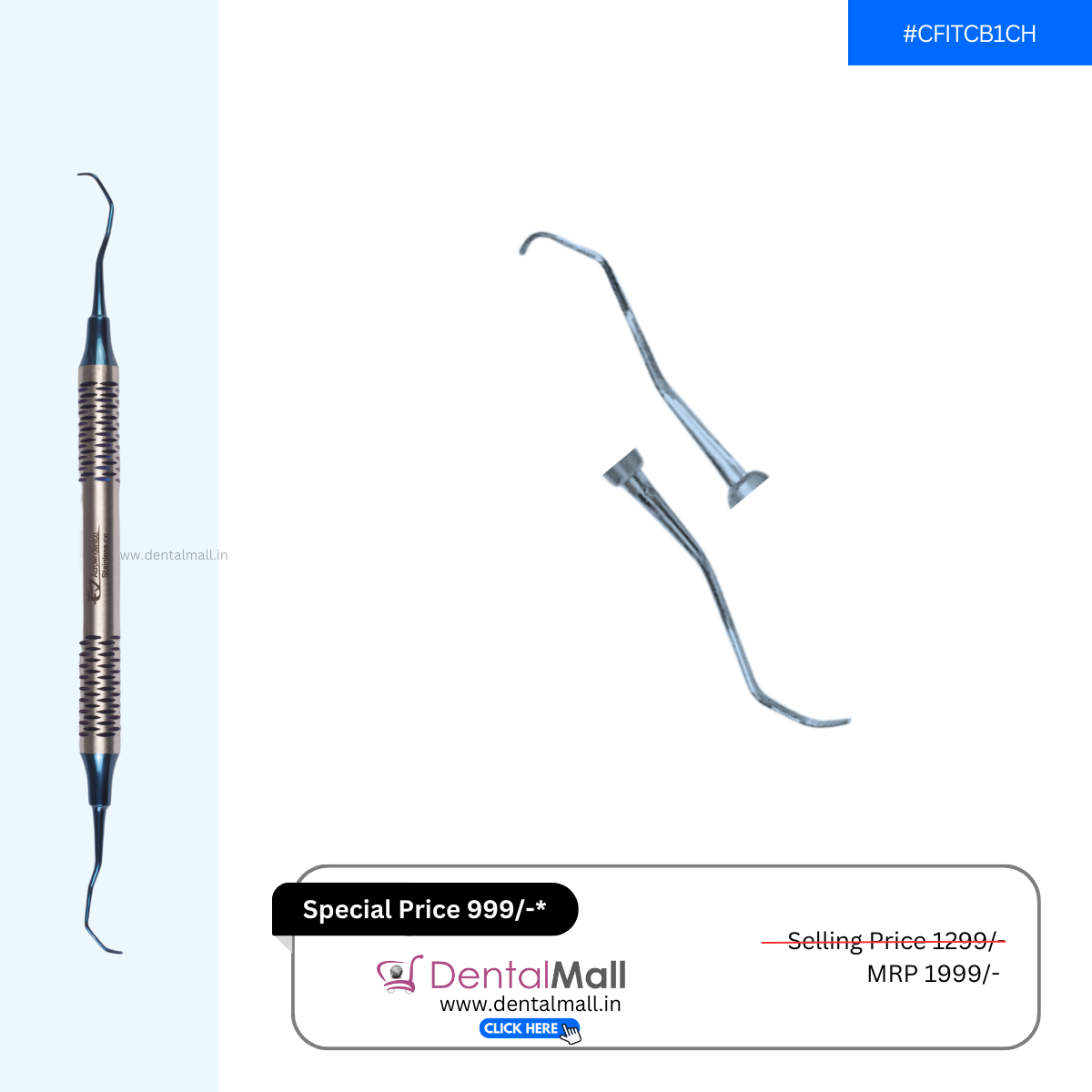 Gracey Curette Kit - Set of 7 (Blue TiN Coated Tips & SI-DALILA Cut Hollow Handle Pattern) #GCBK7CH