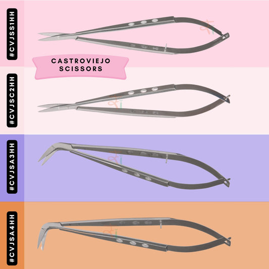 Castroviejo Scissors – Long Handle with Holes (Ergonomic Pattern) TC-Tip Variants