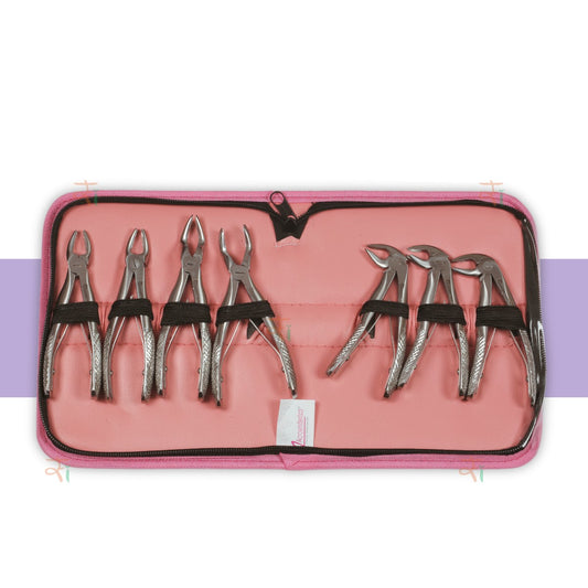 Extraction Tooth Forceps Pedo Kit (Pediatric)- Standard Dull Finish Set of 7 Pcs #ETFPK7SDF