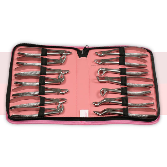 Extraction Tooth Forceps Kit Standard Dull Finish, Set of 14 Pcs #ETFK14SDF