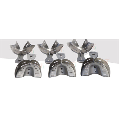 Premium Deep Impression Trays – Dentulous Perforated Satin Finish Surface Set (6 Pcs)  Model: DITDPK6P