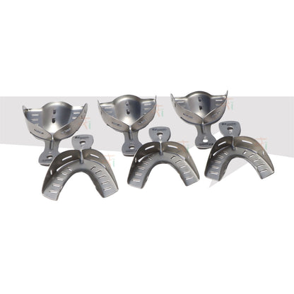 Premium Deep Impression Trays – Dentulous Perforated Satin Finish Surface Set (6 Pcs)  Model: DITDPK6P